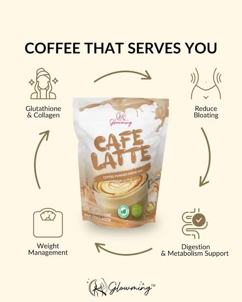 Glowming Cafe Latte Powder Drink Mix - 10 Servings