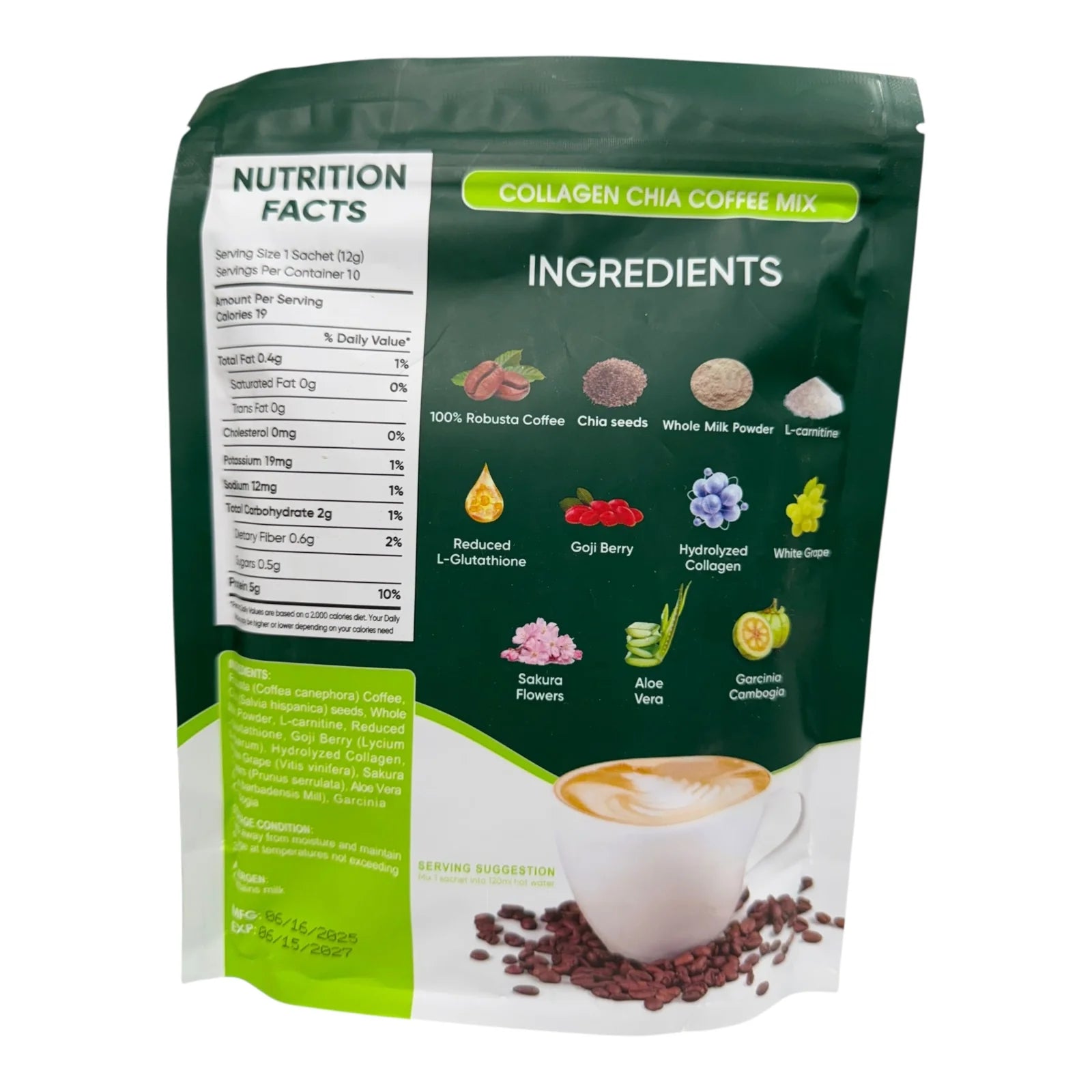 Fitgum Collagen Chia Coffee Mix - 10 Servings