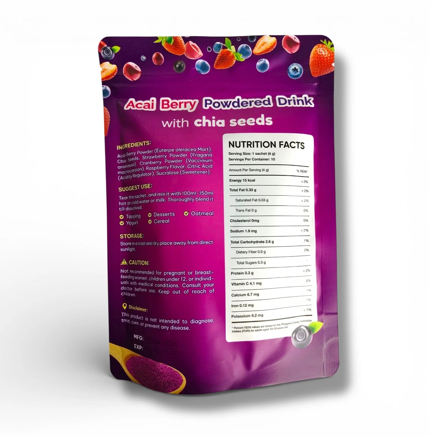 Fitgum Powdered Drink with Chia Seeds - 10 Servings